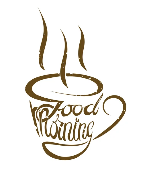 Siyah harfler izole - "Günaydın." Kahve fincanı - iyi — Stok Vektör