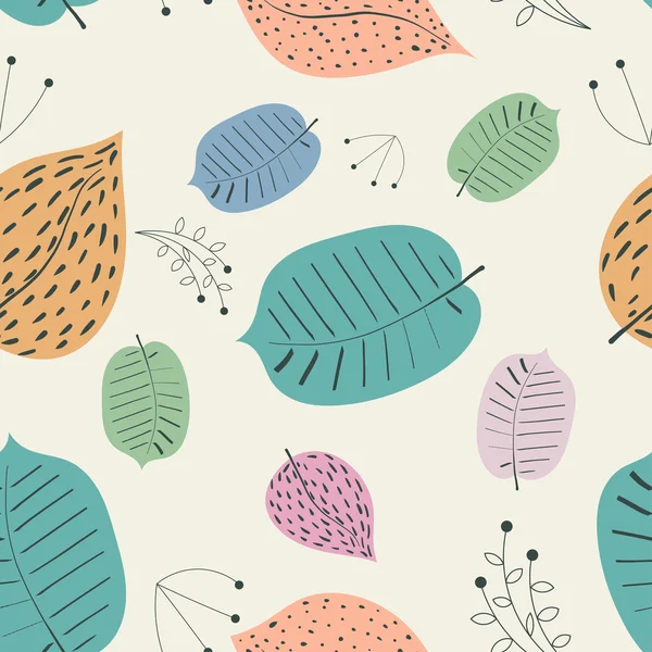 Винтажный бесшовный рисунок с листьями. Цветная бесшовная текстура f — стоковый вектор