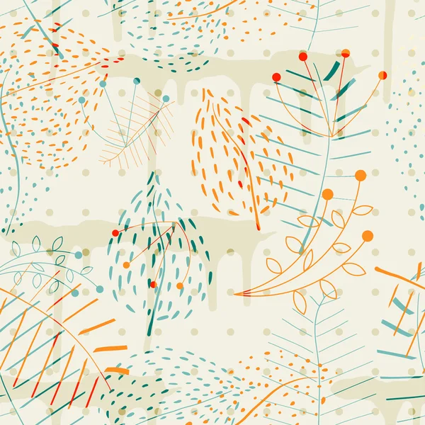 Vintage seamless pattern with leaves. Colored retro seamless tex