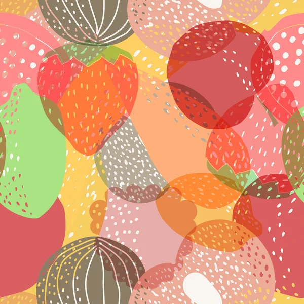Φωτεινό και ομαλό μοτίβο με φρούτα. Πολύχρωμη απρόσκοπτη μοτίβο Wi — Διανυσματικό Αρχείο