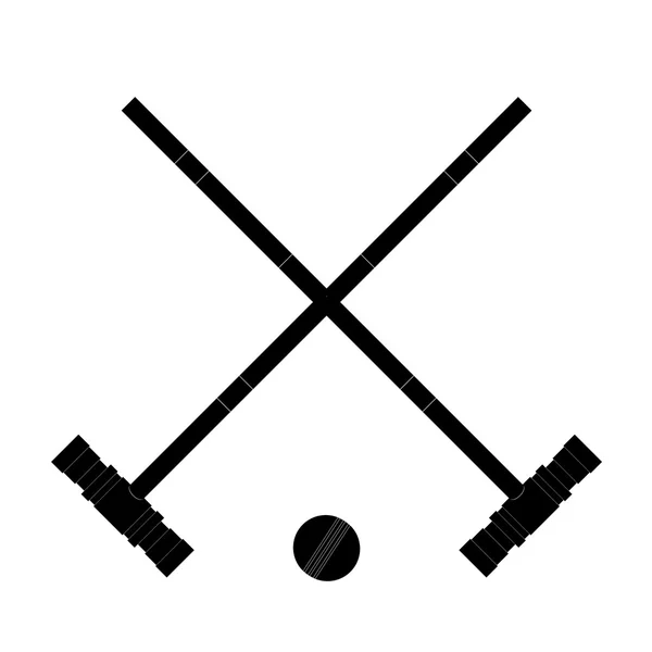 Negro imagen de los martillos y la bola. Martillos y el croquet de bola — Archivo Imágenes Vectoriales
