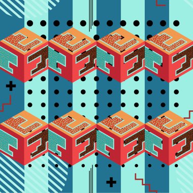 Renk dikişsiz desen. Memphis parlak geometrik desen 
