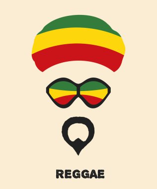 Rastaman adamın yüzüne sakal, gözlük ve renkli b soyut