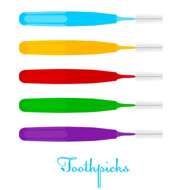 Toothpicks on a white background. Colored Vector toothpicks, iso clipart