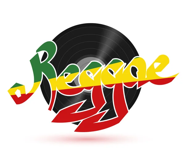 Muzyka reggae rekordu. Muzyczna płyta z tworzywa sztucznego ze słowem Reg — Wektor stockowy