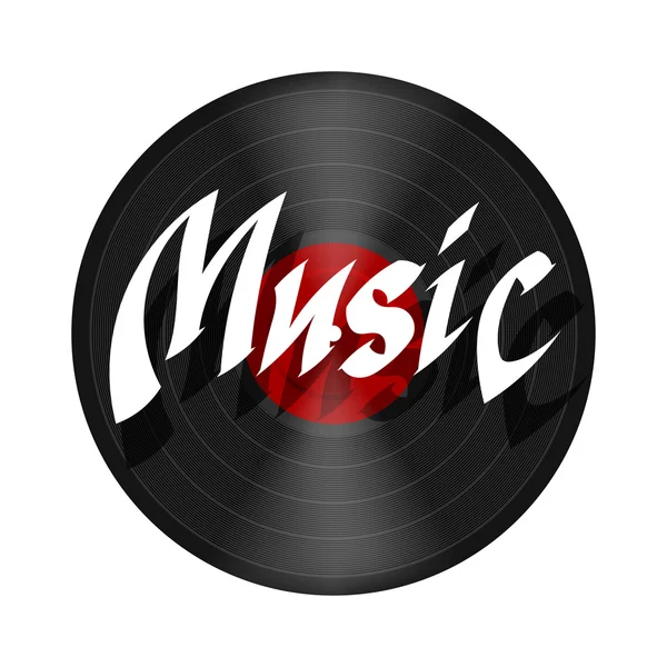 Record music. Plastic musical plate on a white background with t — Stock Vector