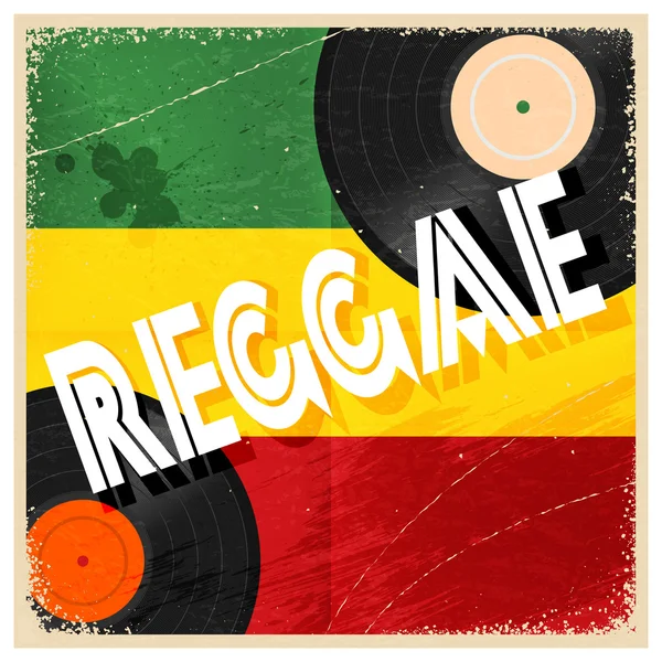 Cartel vintage reggae. Cartel de color Rastaman con la palabra regga — Vector de stock
