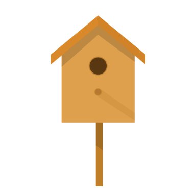 Beyaz bir arka plan üzerinde ahşap kuş yuvası yalıtır. Küçük ev için 