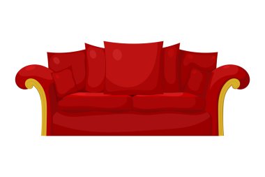 Kırmızı koltuk yastık üzerinde beyaz bir arka plan ile Illustration. Ben