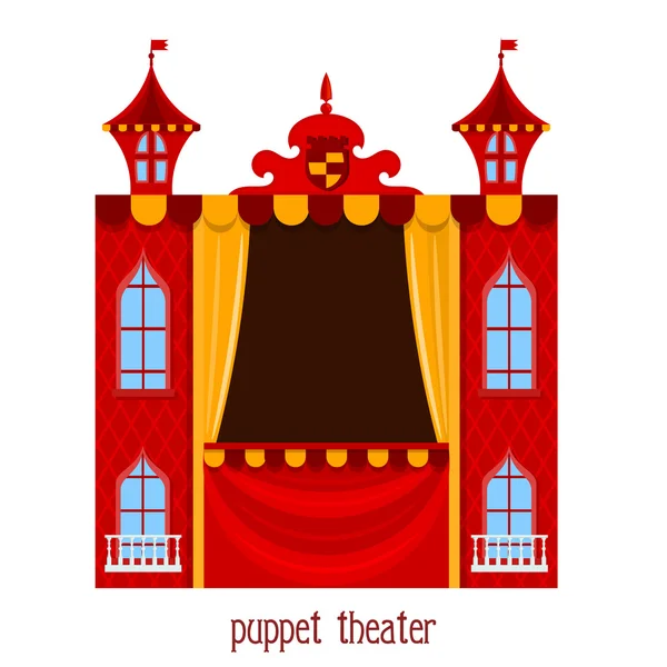 Puppet show. Illustration of children's puppet theater on a whit — Stock Vector