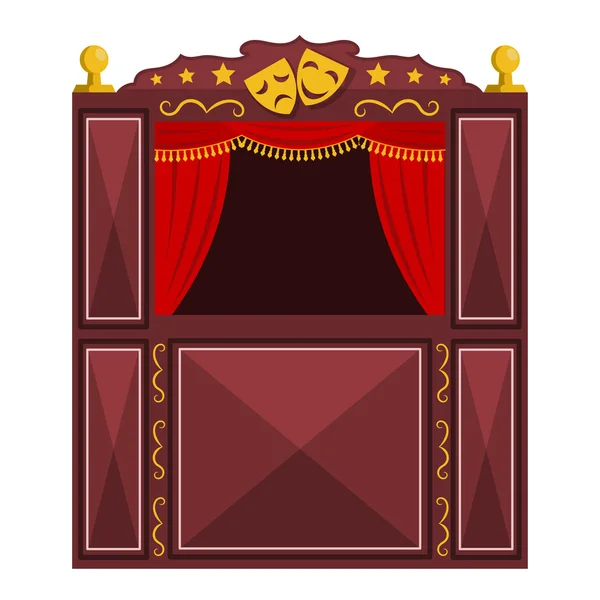 Puppet show booth with theater masks red curtain Vector Image