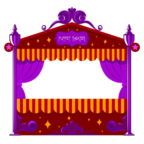 Paarse children's een Poppentheater op een witte achtergrond. Vector — Stockvector