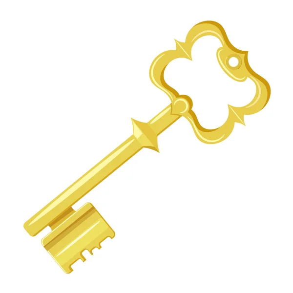 Vektor illustration av vintage gold key på en vit bakgrund. C — Stock vektor