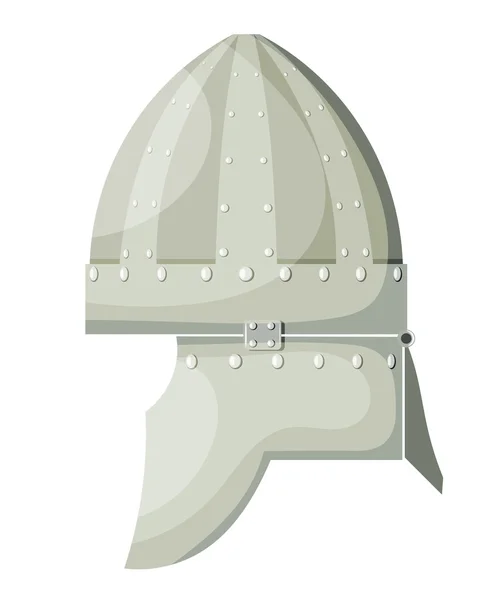 Stock Vector Cartoon ancient metal helmet with rivets on white b — Stock Vector