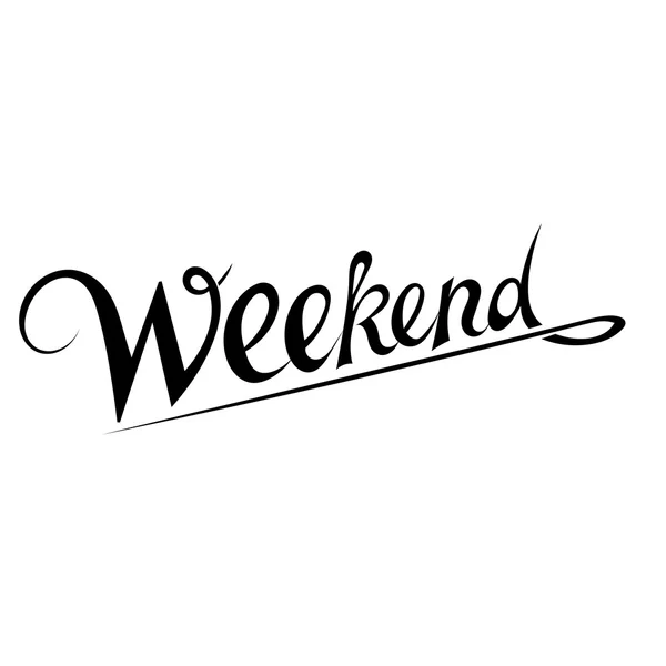 La inscripción "Weekend". FIN DE SEMANA Letras negras en un ba blanco — Vector de stock