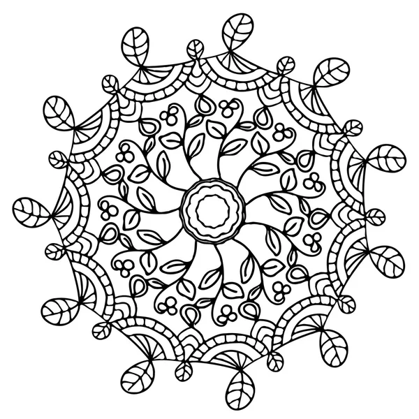 Mandala vector negro hecho a mano un fondo blanco. ilustración A — Archivo Imágenes Vectoriales