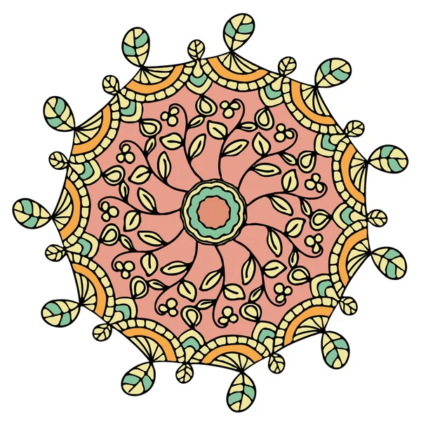 Mandala vector de color hecho a mano un fondo blanco. Ilustración — Archivo Imágenes Vectoriales