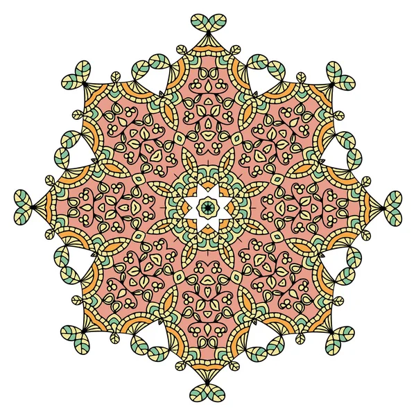 Mandala de color hecho a mano un fondo blanco. Ilustración Abstr — Archivo Imágenes Vectoriales