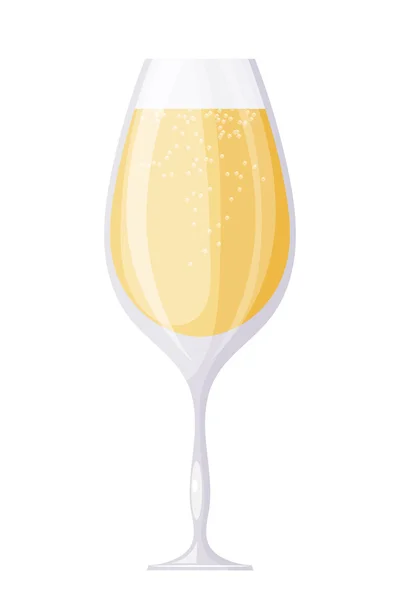 Un bicchiere di champagne con bollicine su fondo bianco. Th — Vettoriale Stock