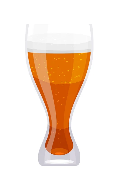 Tall glass Cartoon cup of beer on a white background. Isolate. C — Stock Vector