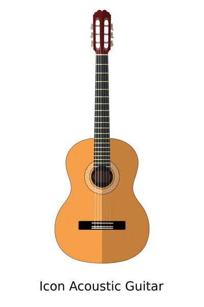 Prosta gitara akustyczna ikona na białym tle. Znak muzyki — Wektor stockowy