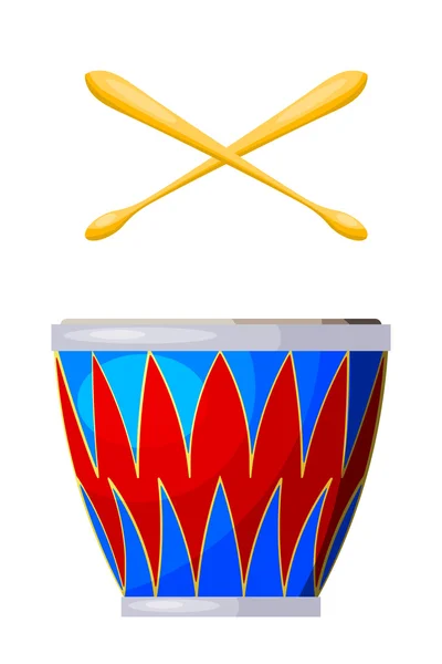 Tambour d'instrument à percussion sur fond blanc. Objec isolé — Image vectorielle