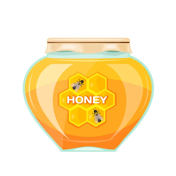 Vector illustration jars of honey on a white background. Isolate — Stock Vector