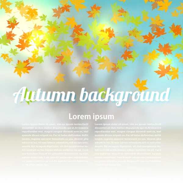 秋のベクトルの背景と色のメープルを葉します。海を変更します。 — ストックベクタ