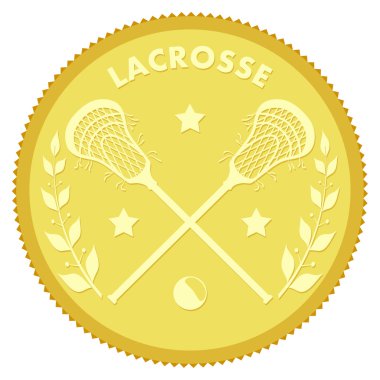 Altın madalyon sopa ve Lakros top görüntü ile. Renk