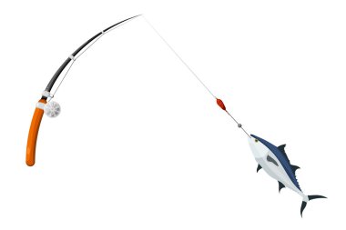 Karton tarzı. Balık tutma iplik. Tuna başarılı Balık tutma. 