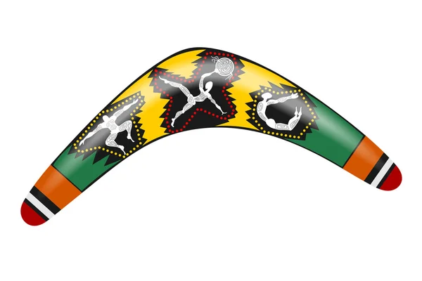 Boomerang australien. Outil de dessin couleur pour chasser les aborigènes — Image vectorielle