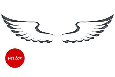 Kanatları beyaz bir arka plan üzerinde siyah. Dövme grunge izole. Hisse senedi