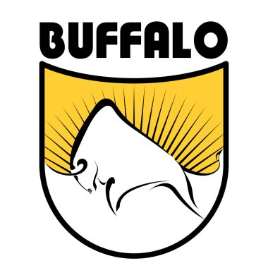 Buffalo logosunu görmeniz gerekir. Bir bufalo sarı backgr üzerinde renkli vektör görüntü