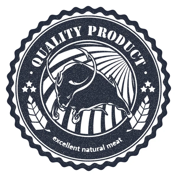 Logo veeboerderij in een grunge-stijl op witte achtergrond. Zwarte bu — Stockvector