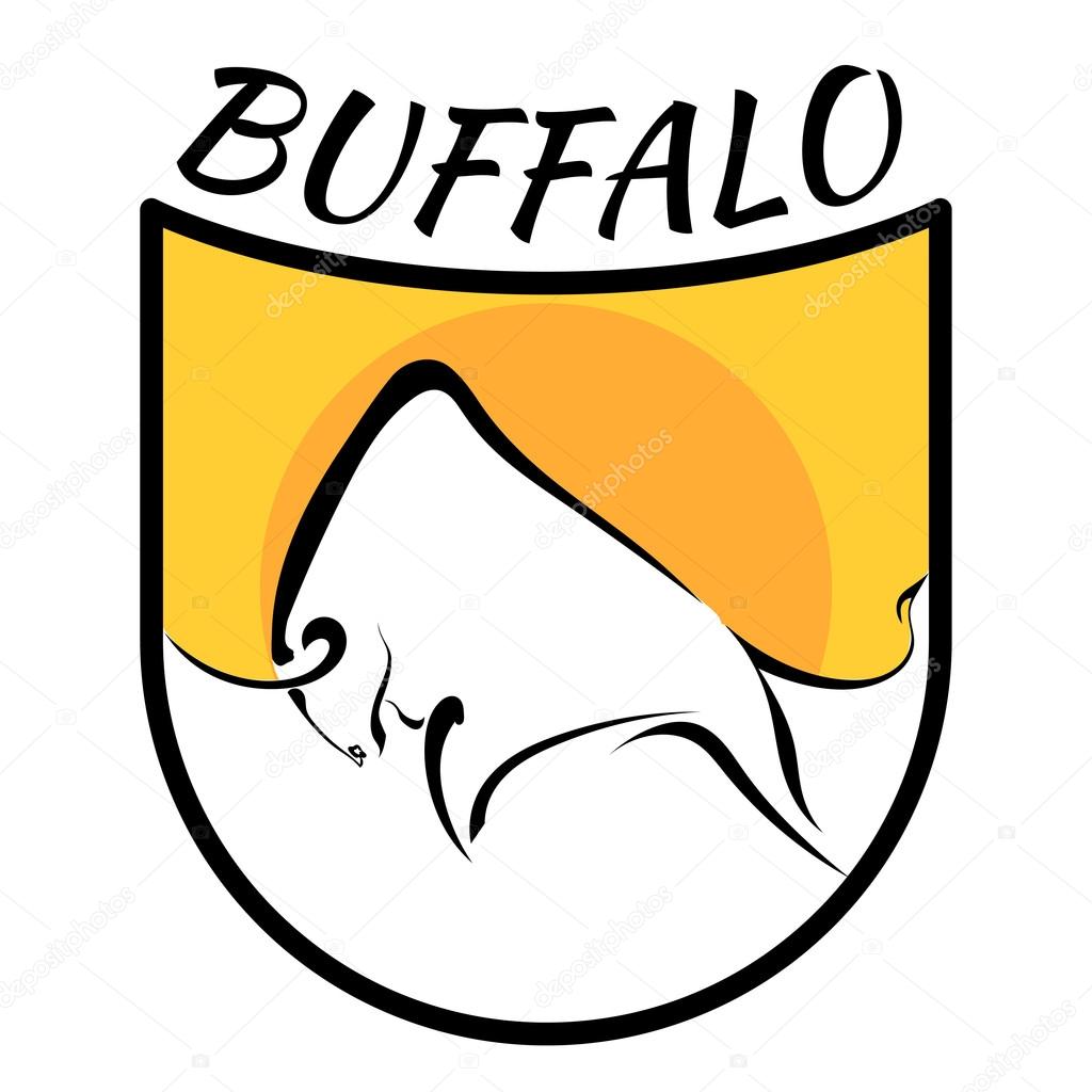Buffalo logo. Color vector image of a buffalo on a yellow background. The basis of your design. Stock vector illustration