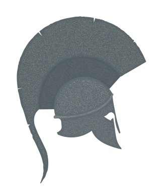 Kırmızı ile antik Yunan kask Monokrom İllüstrasyon 