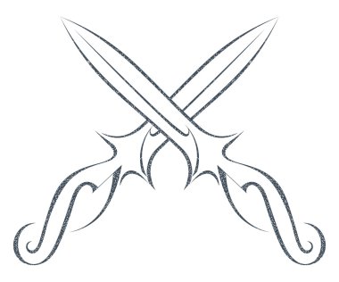 Beyaz arka plan üzerinde izole set kroki kılıcı. Silah vintage g