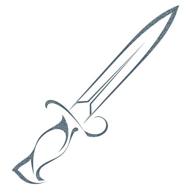 Kroki siyah kılıç beyaz arka plan üzerinde izole. Silah vintage