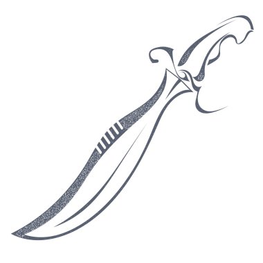 Grunge kroki siyah kılıcı beyaz arka plan üzerinde izole. Silah 