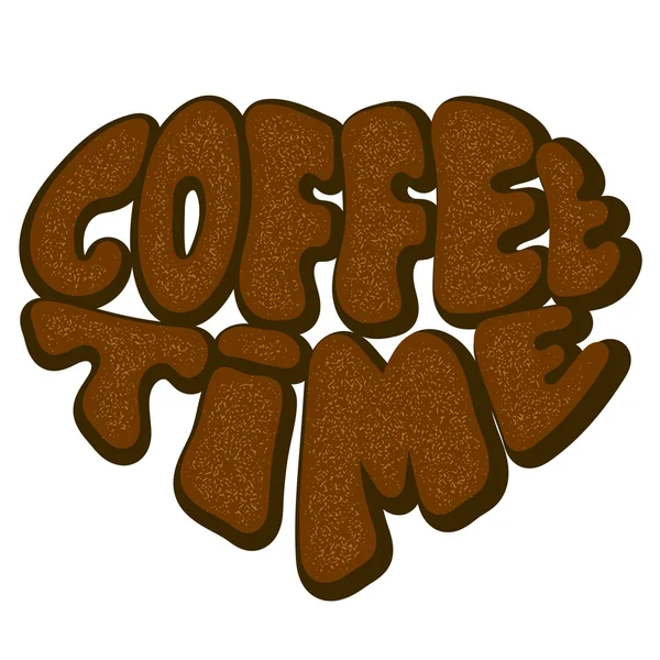 Logo čas káva ve tvaru srdce s grungeovou texturou na bílém BAC — Stockový vektor