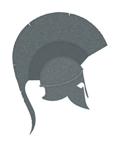 Monocromático Ilustração do antigo capacete grego com um vermelho — Vetor de Stock