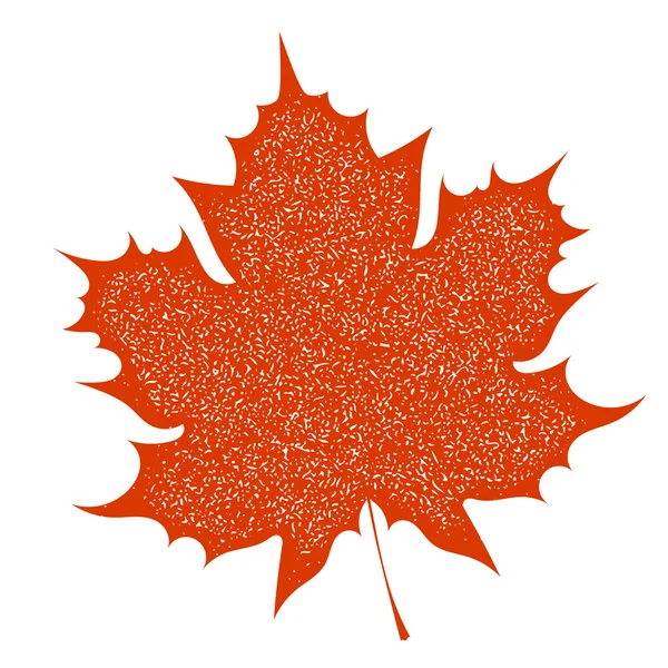 Кленовый лист с гранжевой текстурой на белом фоне. Осенний красный — стоковый вектор