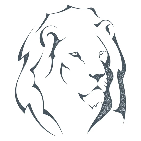 Гранж-эскиз черного силуэта головы льва, изолированного на белом — стоковый вектор