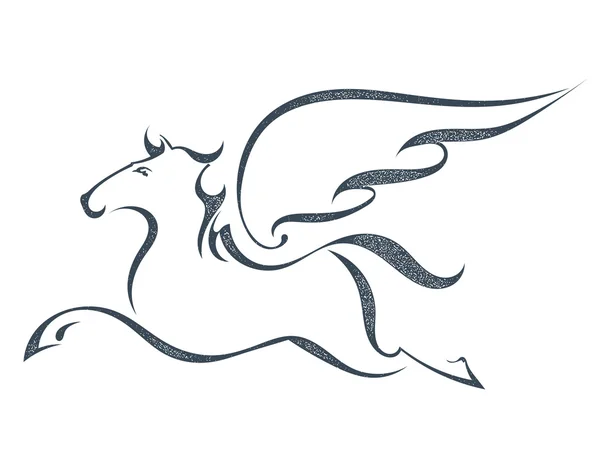 Grunge croquis d'un pégasus volant, isolé sur fond blanc . — Image vectorielle