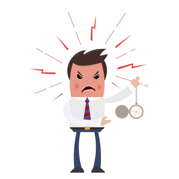 Angry boss on a white background. Sleek style. Unhappy with the — Stock Vector