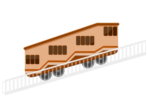 Color vector funicular with a handrail on a white background. Th — Stock Vector