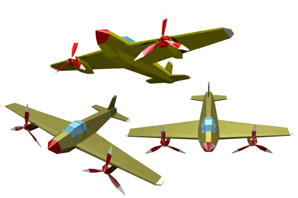 Set van kleur vector militaire vliegtuigen op een witte achtergrond. Lo — Stockvector