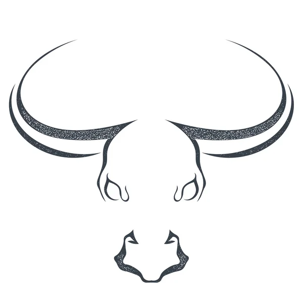 The black silhouette of a bull's cow head isolated, on a white b — Stock Vector