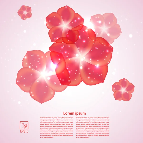 Pink background with red flowers and reflections illustr — ストック写真