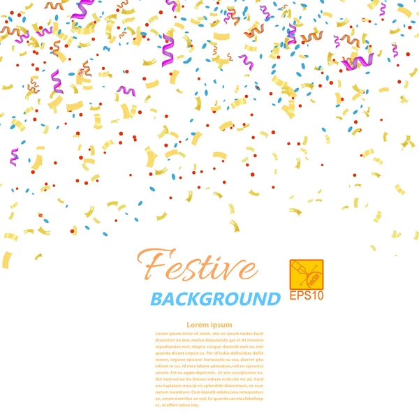 Festive confetti and streamers isolated on white background. Vec — Stock Photo, Image